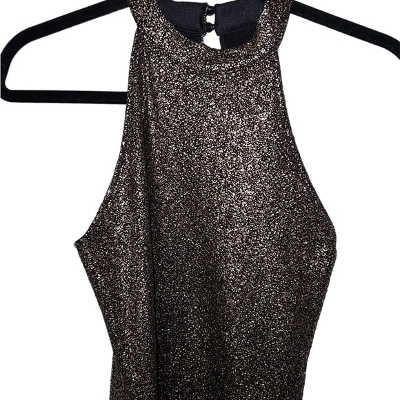 Gorgeous gold high neck metallic dress A15 - Picture 2 of 5